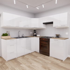 Zestaw mebli kuchennych 210x210 Atlanta Biały Połysk UA